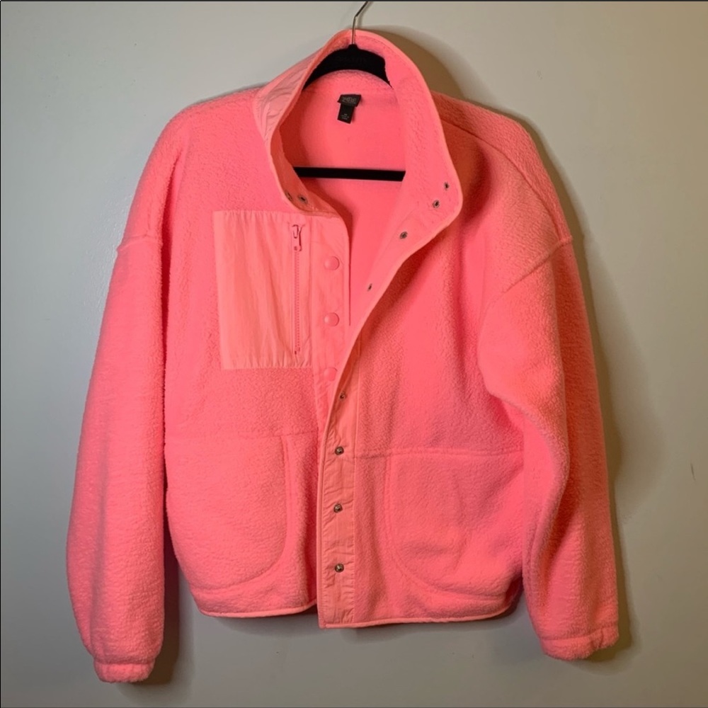 Wild Fable hot pink button fleece jacket